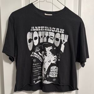 American Cowboy Graphic Teen Crop - Black
